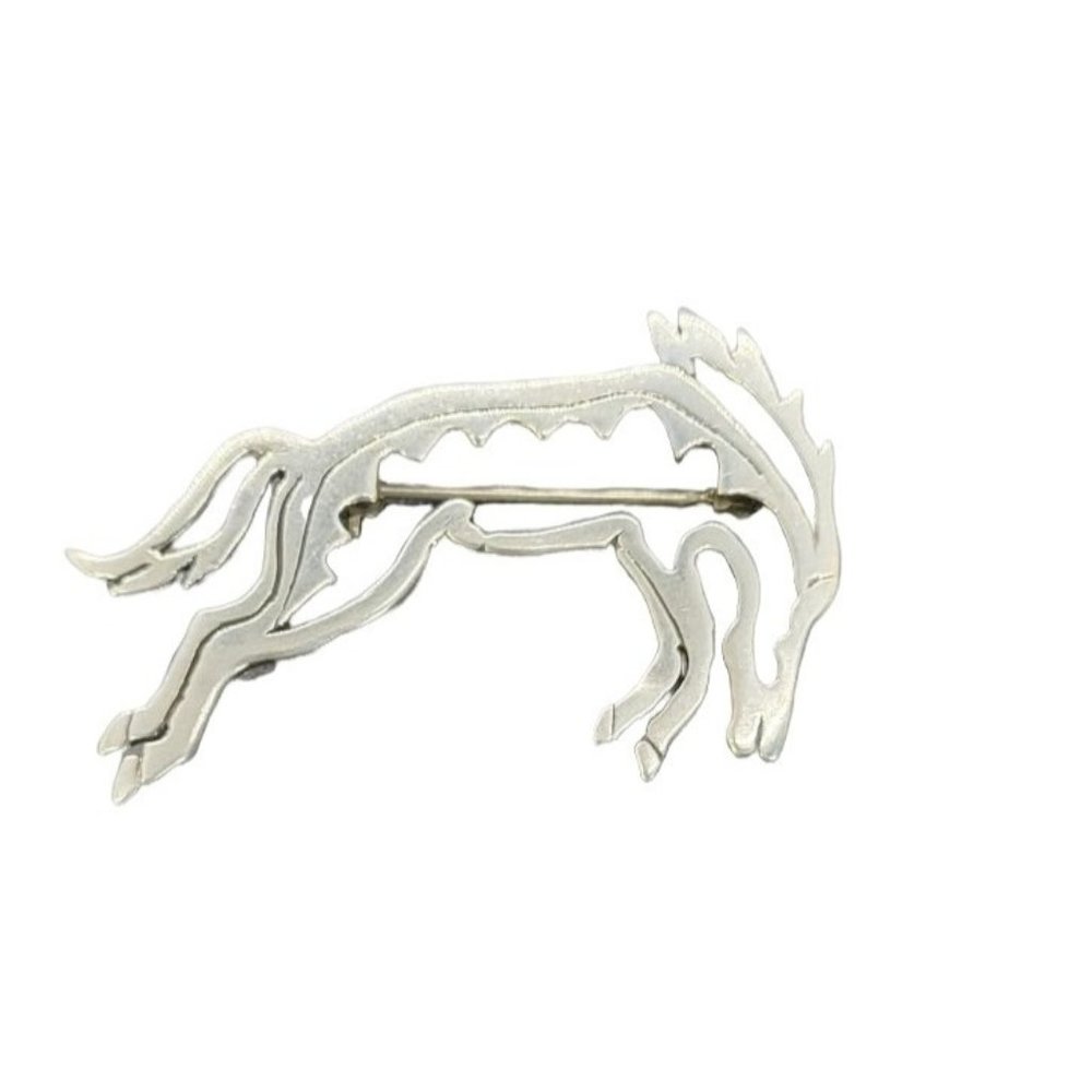 Vintage GS Sterling Sliver Bucking horse Brooch Pin